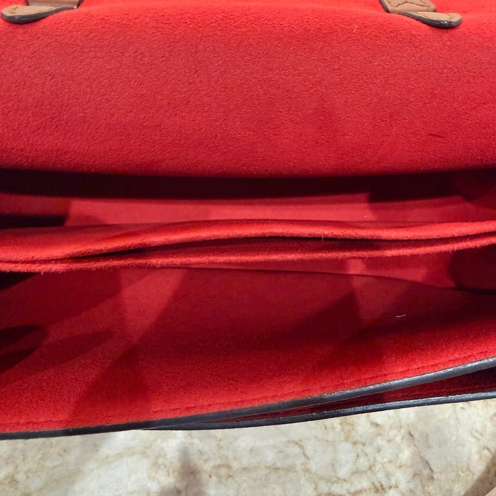 Louis Vuitton Monogram Satchel with Brown Trim and Red Accent - Picture 7 of 8
